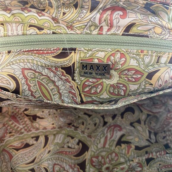 MAXX New York VTG Maroon Brown Croc Embossed Leather Shoulder Bag - Picture 6 of 8